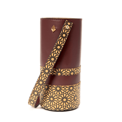 Wine Bottle Carry Case – Plant Leather & Printed Cork (Maroon) | Verified Sustainable by Brown Living™