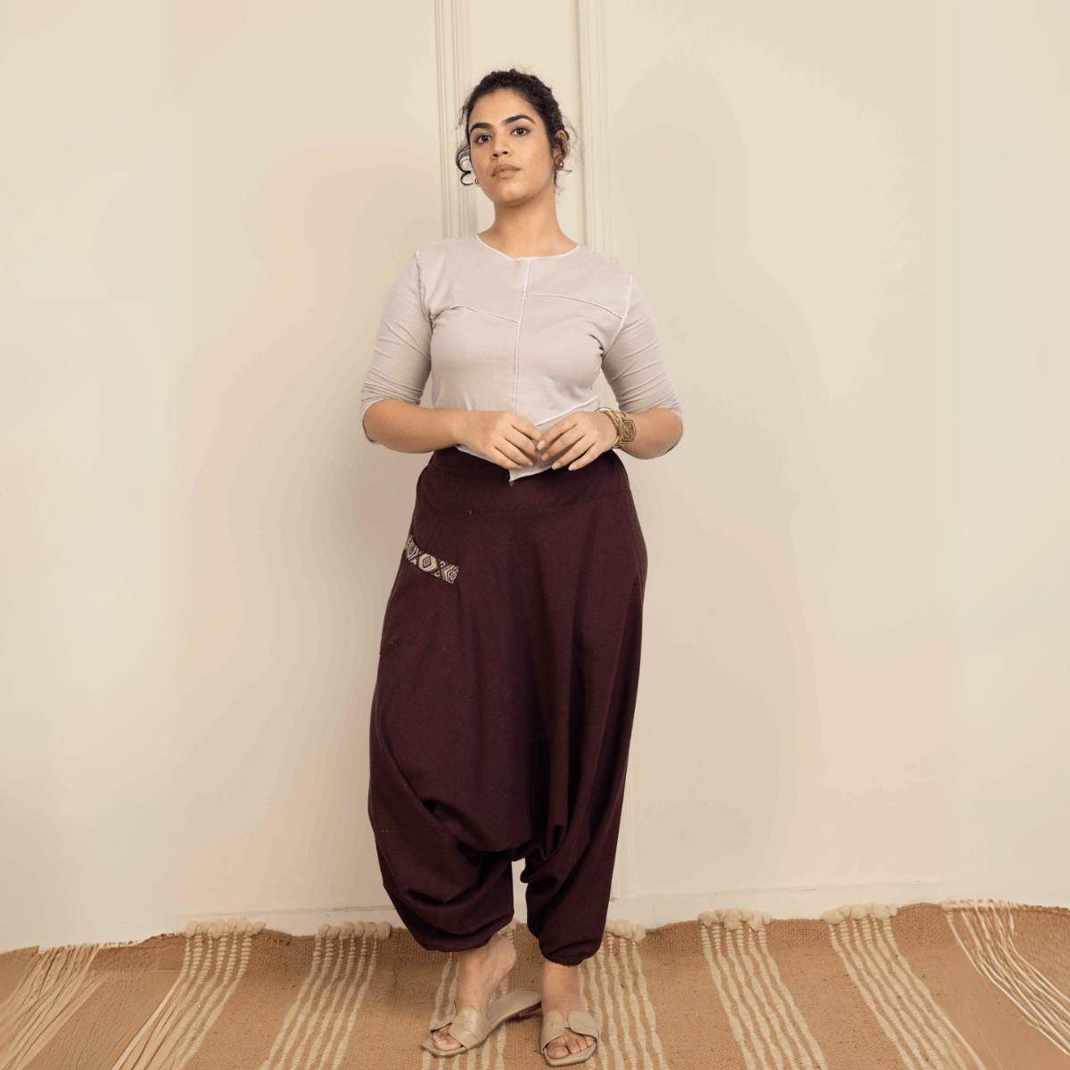 Women's Aladdin Harem Pants | Maroon | Verified Sustainable by Brown Living™