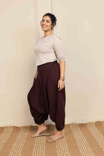 Women's Aladdin Harem Pants | Maroon | Verified Sustainable by Brown Living™