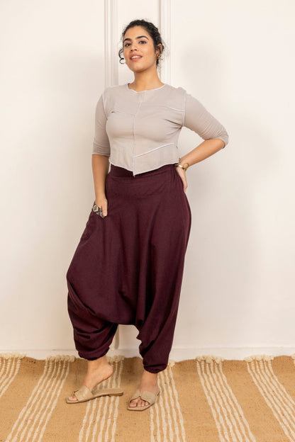 Women's Aladdin Harem Pants | Maroon | Verified Sustainable by Brown Living™