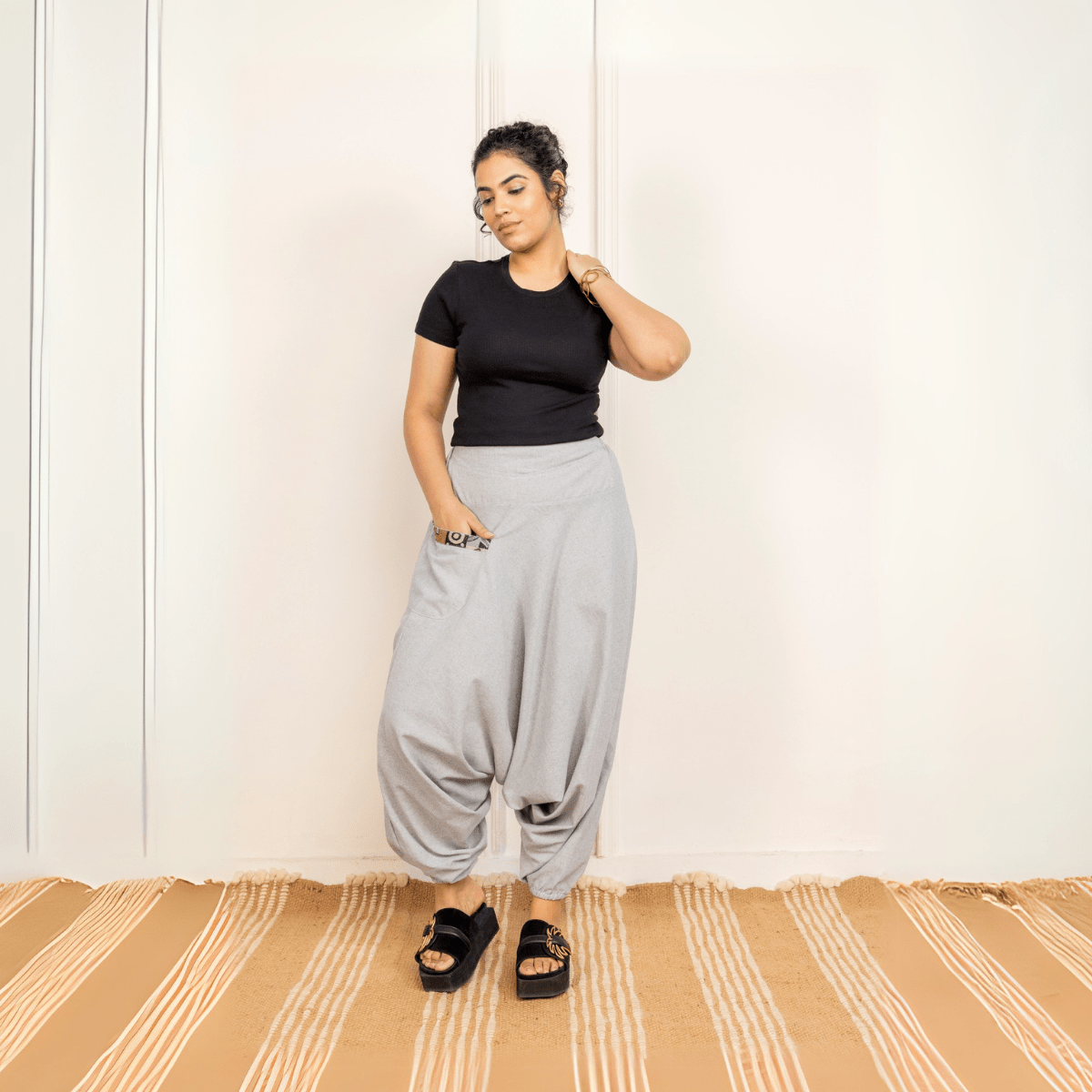 Women's Aladdin Harem Pants | Melange Grey | Verified Sustainable by Brown Living™