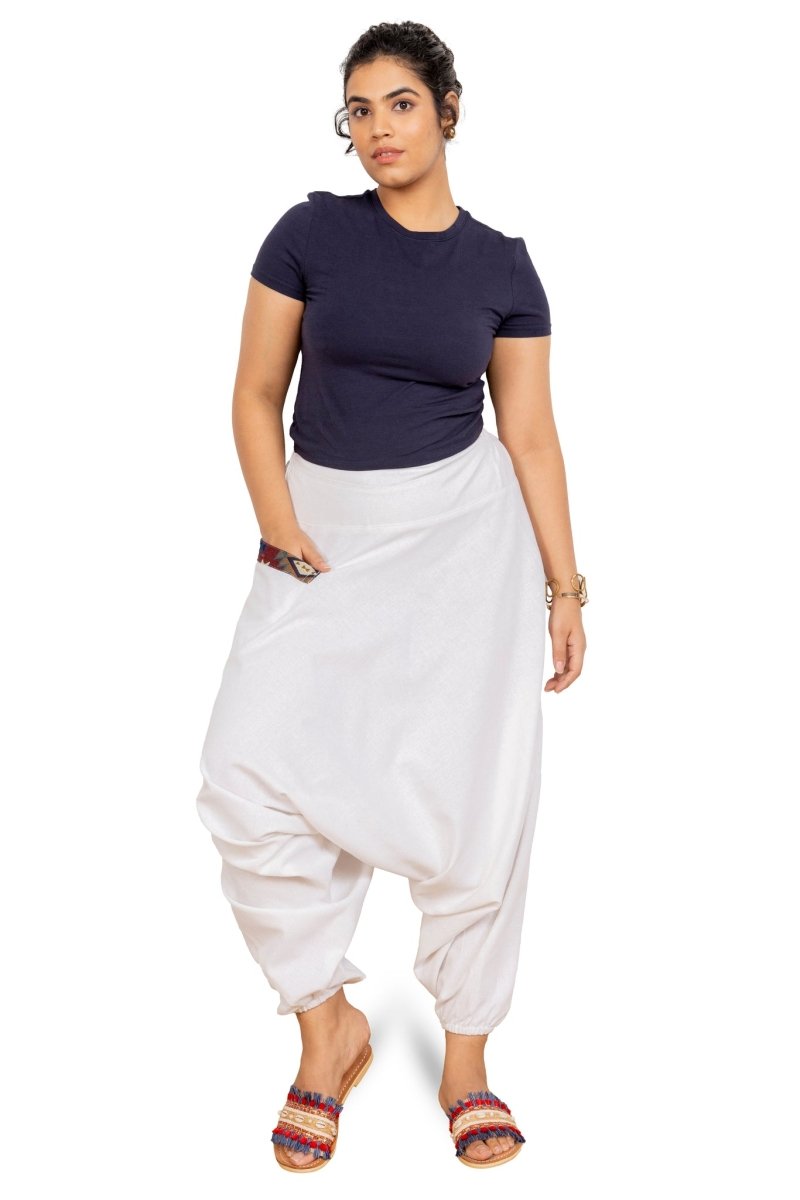 Women's Aladdin Harem Pants | White | Verified Sustainable by Brown Living™