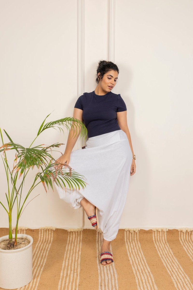 Women's Aladdin Harem Pants | White | Verified Sustainable by Brown Living™