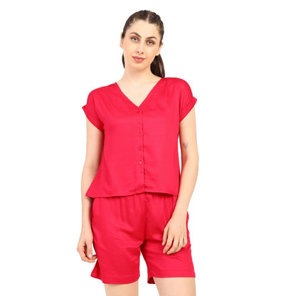 Women’s Bamboo Night Suit - Soft, Breathable & Cozy - Fuchsia | Verified Sustainable by Brown Living™