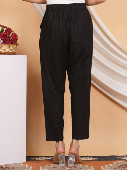 Women’s Linen Cotton Palazzo Pants| Black | Verified Sustainable by Brown Living™