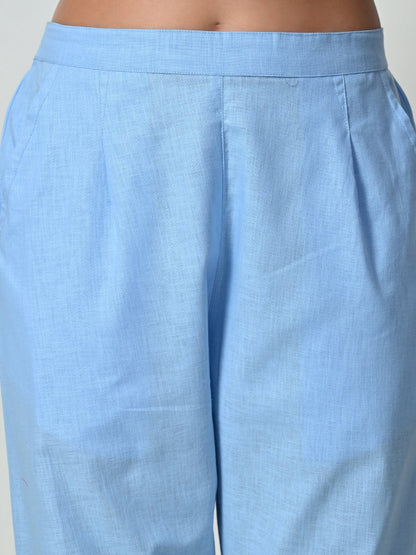 Women’s Linen Cotton Palazzo Pants| Blue | Verified Sustainable by Brown Living™