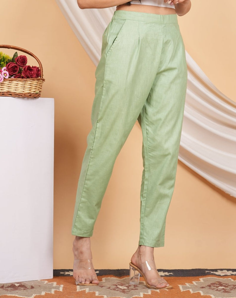 Women’s Linen Cotton Palazzo Pants | Green | Verified Sustainable by Brown Living™