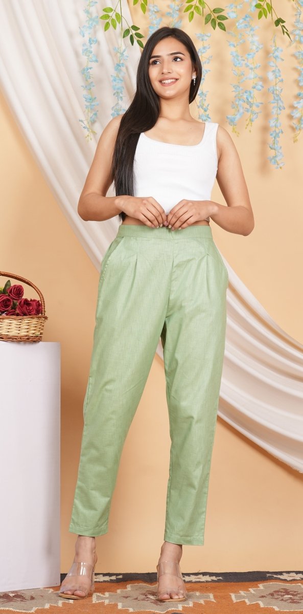 Women’s Linen Cotton Palazzo Pants | Green | Verified Sustainable by Brown Living™