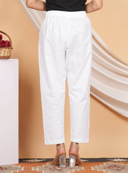 Women’s Linen Cotton Palazzo Pants| White | Verified Sustainable by Brown Living™