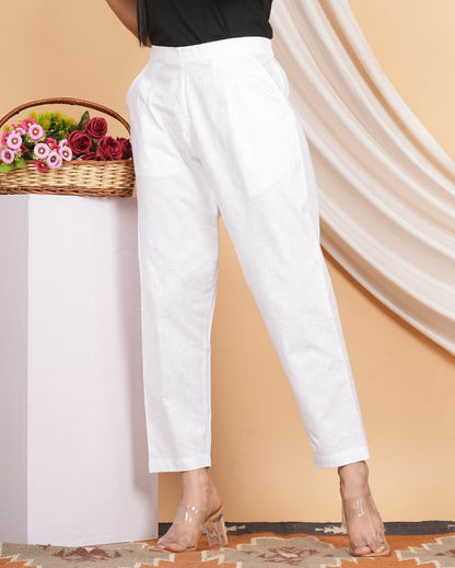 Women’s Linen Cotton Palazzo Pants| White | Verified Sustainable by Brown Living™