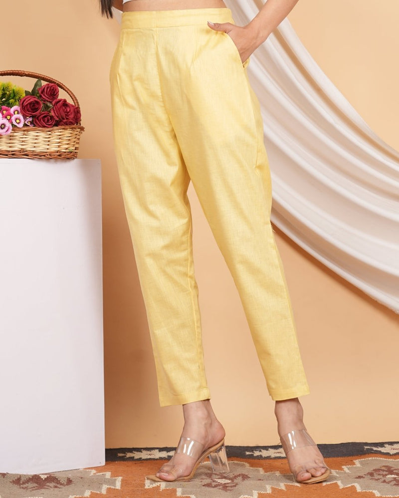 Women’s Linen Cotton Palazzo Pants| Yellow | Verified Sustainable by Brown Living™