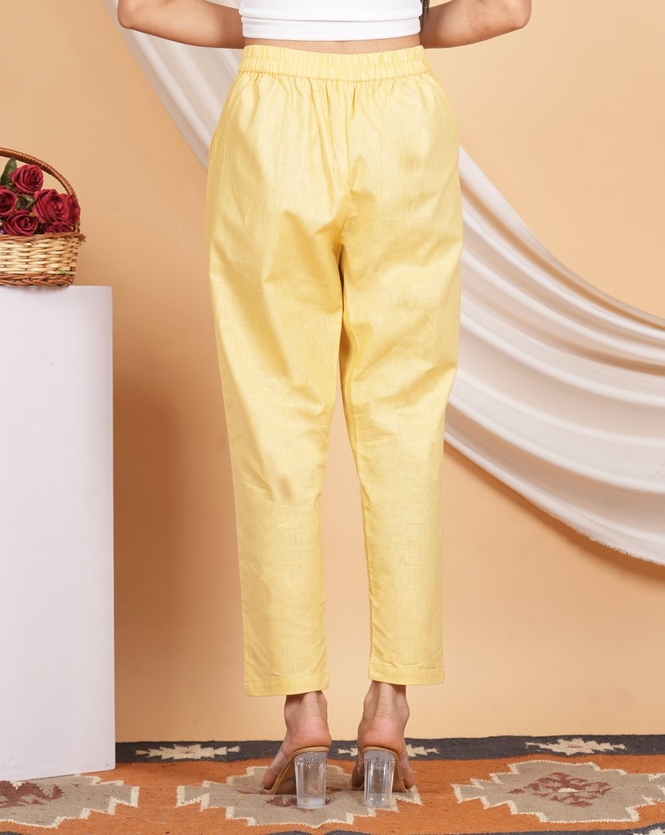 Women’s Linen Cotton Palazzo Pants| Yellow | Verified Sustainable by Brown Living™