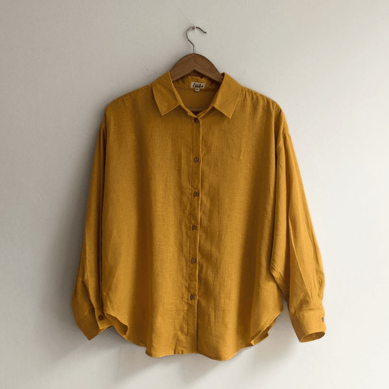 Women's Oversized Linen Shirt in Mustard | Verified Sustainable by Brown Living™