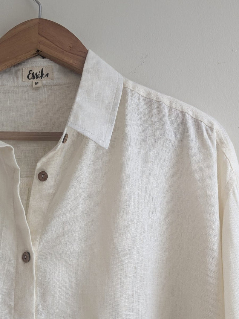 Women's Oversized Linen Shirt in White | Verified Sustainable by Brown Living™