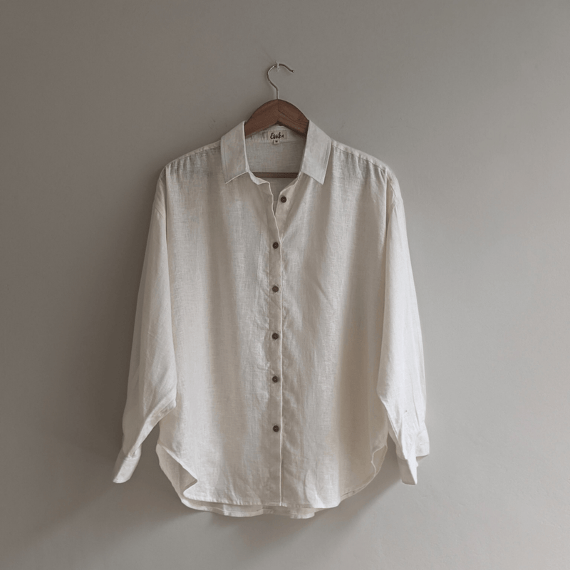 Women's Oversized Linen Shirt in White | Verified Sustainable by Brown Living™