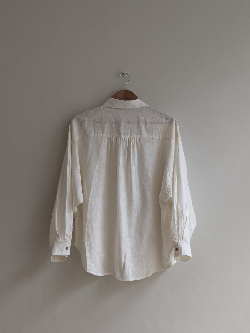 Women's Oversized Linen Shirt in White | Verified Sustainable by Brown Living™