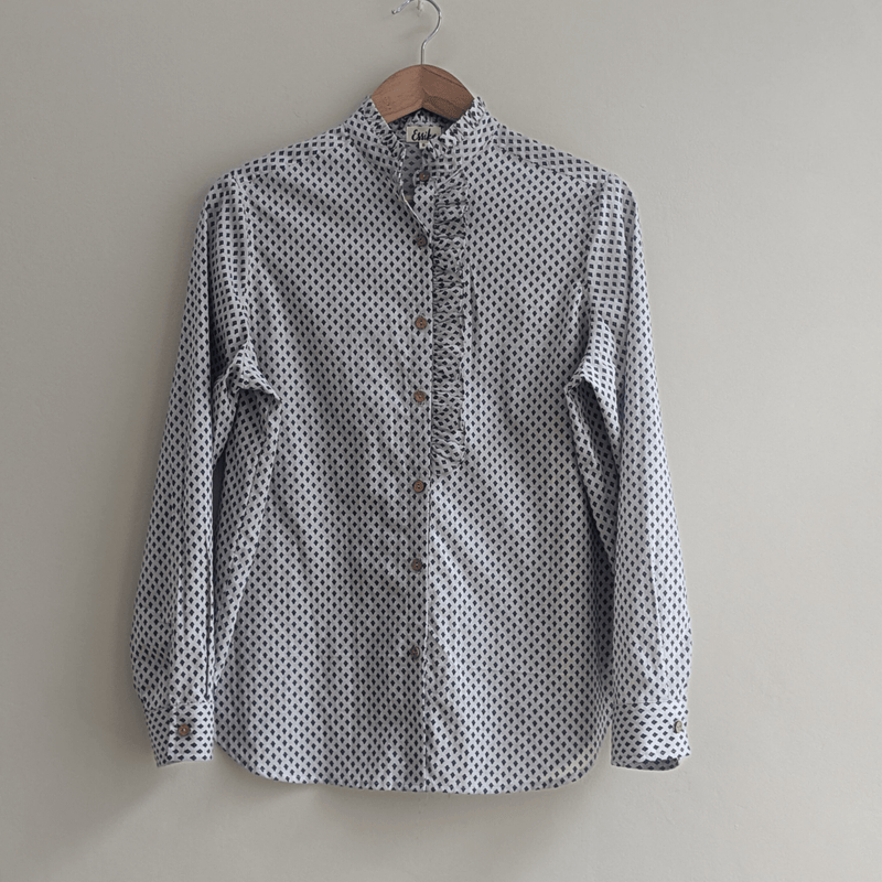 Women's Ruffle Cotton Shirt in Blue Bud | Verified Sustainable by Brown Living™