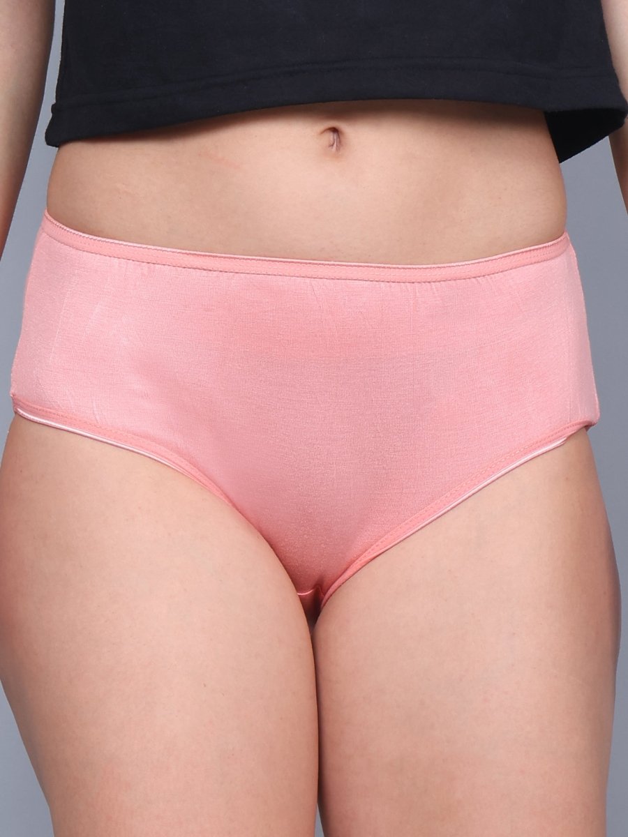 Womens Underwear Midi waist Panties | Peach - White | Pack Of 2 | Verified Sustainable by Brown Living™