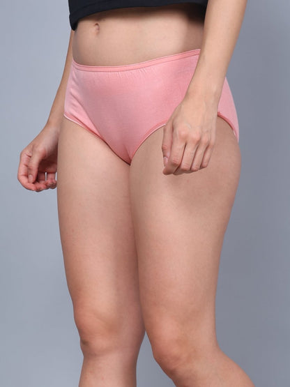 Womens Underwear Midi waist Panties | Peach - White | Pack Of 2 | Verified Sustainable by Brown Living™