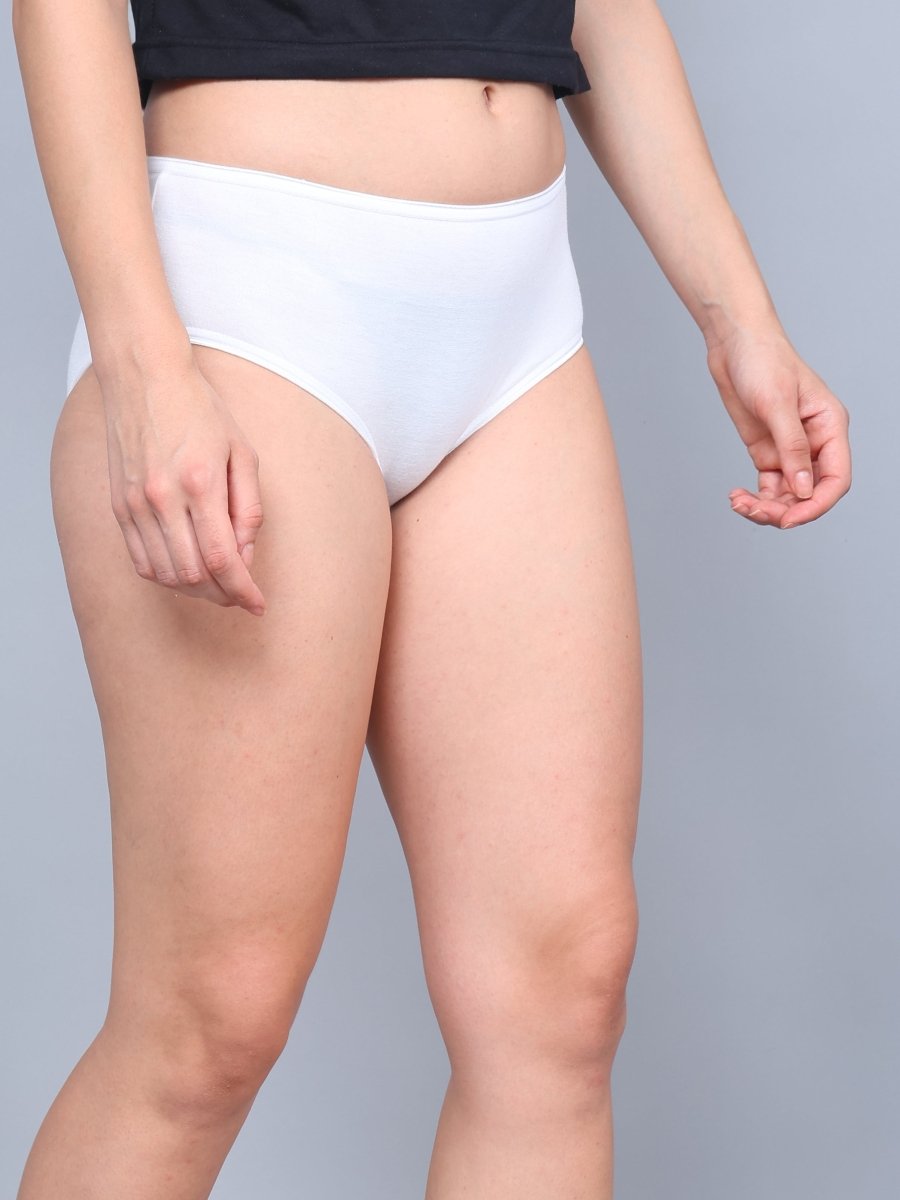 Womens Underwear Midi waist Panties | Peach - White | Pack Of 2 | Verified Sustainable by Brown Living™