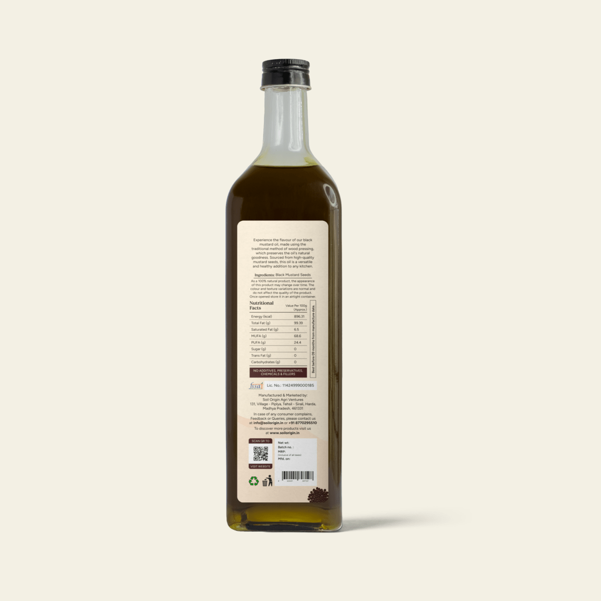 Wood - Pressed Black Mustard Oil | Unrefined | No Additives | Verified Sustainable by Brown Living™