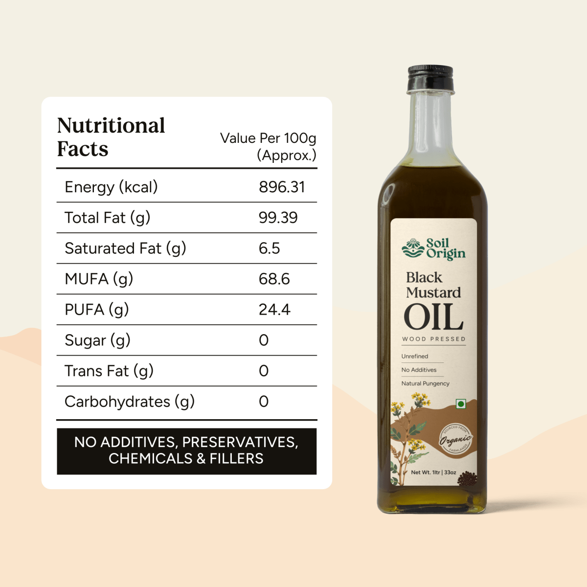 Wood - Pressed Black Mustard Oil | Unrefined | No Additives | Verified Sustainable by Brown Living™