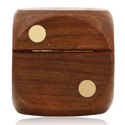 Wooden 5 Dice Box Holder – Brass Inlay Design | Verified Sustainable by Brown Living™