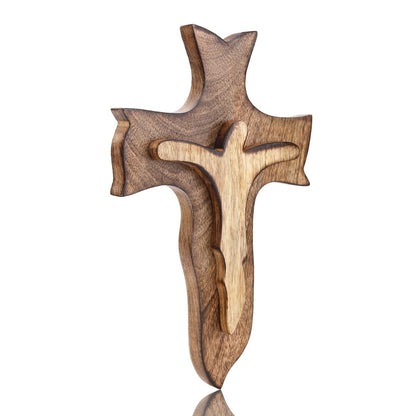 Wooden Crucifix for Wall – Christian Decor | Verified Sustainable by Brown Living™