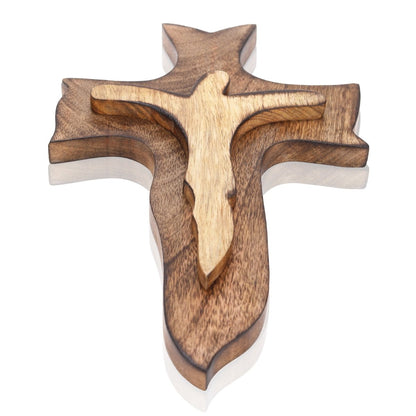 Wooden Crucifix for Wall – Christian Decor | Verified Sustainable by Brown Living™