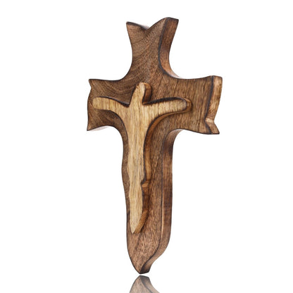 Wooden Crucifix for Wall – Christian Decor | Verified Sustainable by Brown Living™