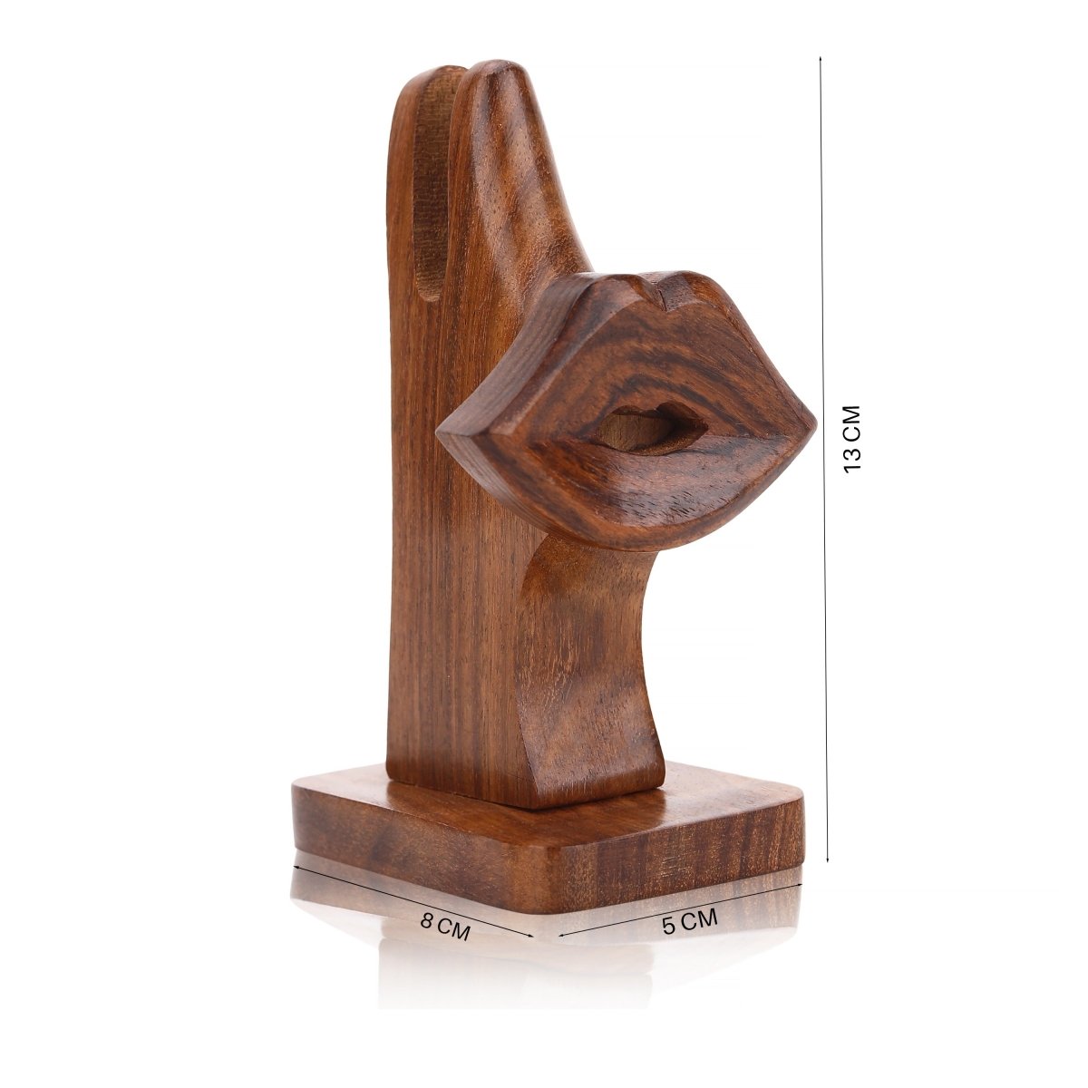 Wooden Decorative Big Lips Eyeglass Holder | Home Decor - 18 cm | Verified Sustainable by Brown Living™