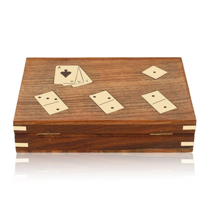 Wooden Domino, Dice & Card Game – 3 - in - 1 Set | Verified Sustainable by Brown Living™