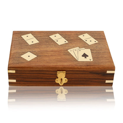 Wooden Domino, Dice & Card Game – 3 - in - 1 Set | Verified Sustainable by Brown Living™