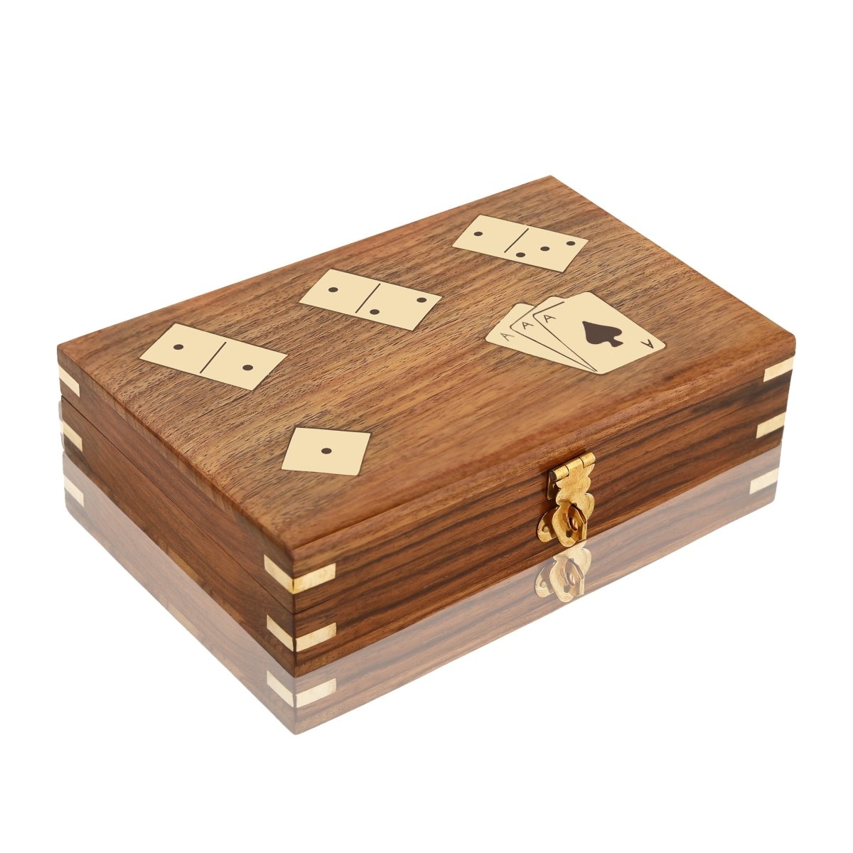 Wooden Domino, Dice & Card Game – 3 - in - 1 Set | Verified Sustainable by Brown Living™