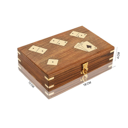 Wooden Domino, Dice & Card Game – 3 - in - 1 Set | Verified Sustainable by Brown Living™