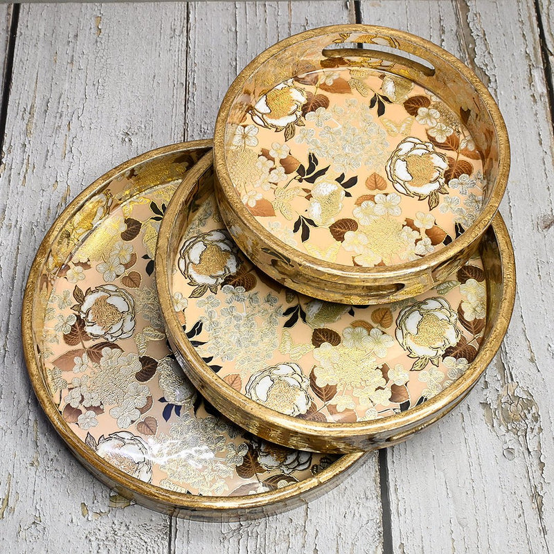 Wooden Floret Round Trays - Pack of 3 | Verified Sustainable by Brown Living™