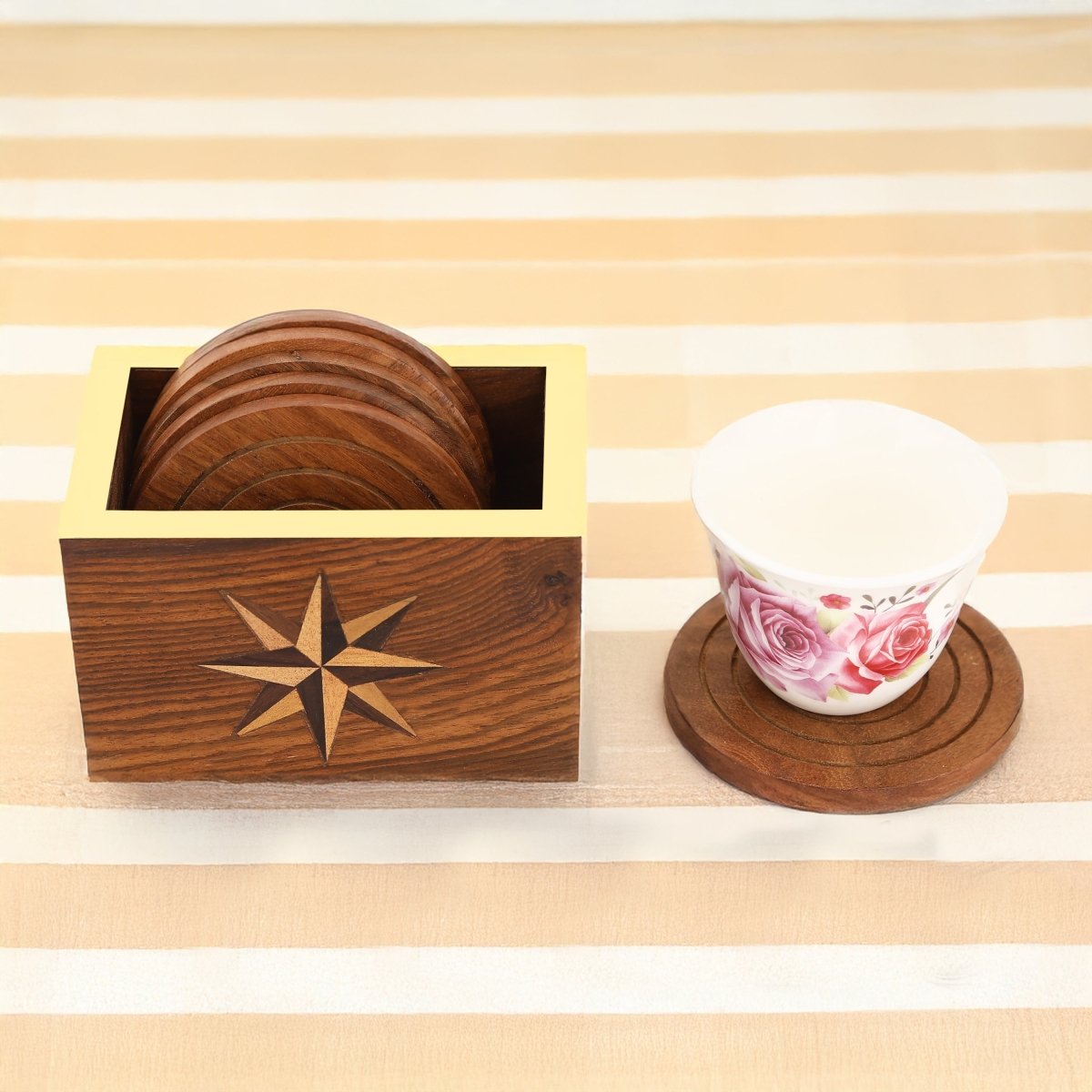 Wooden Handmade Tea Coaster (Set of 6) | Verified Sustainable by Brown Living™