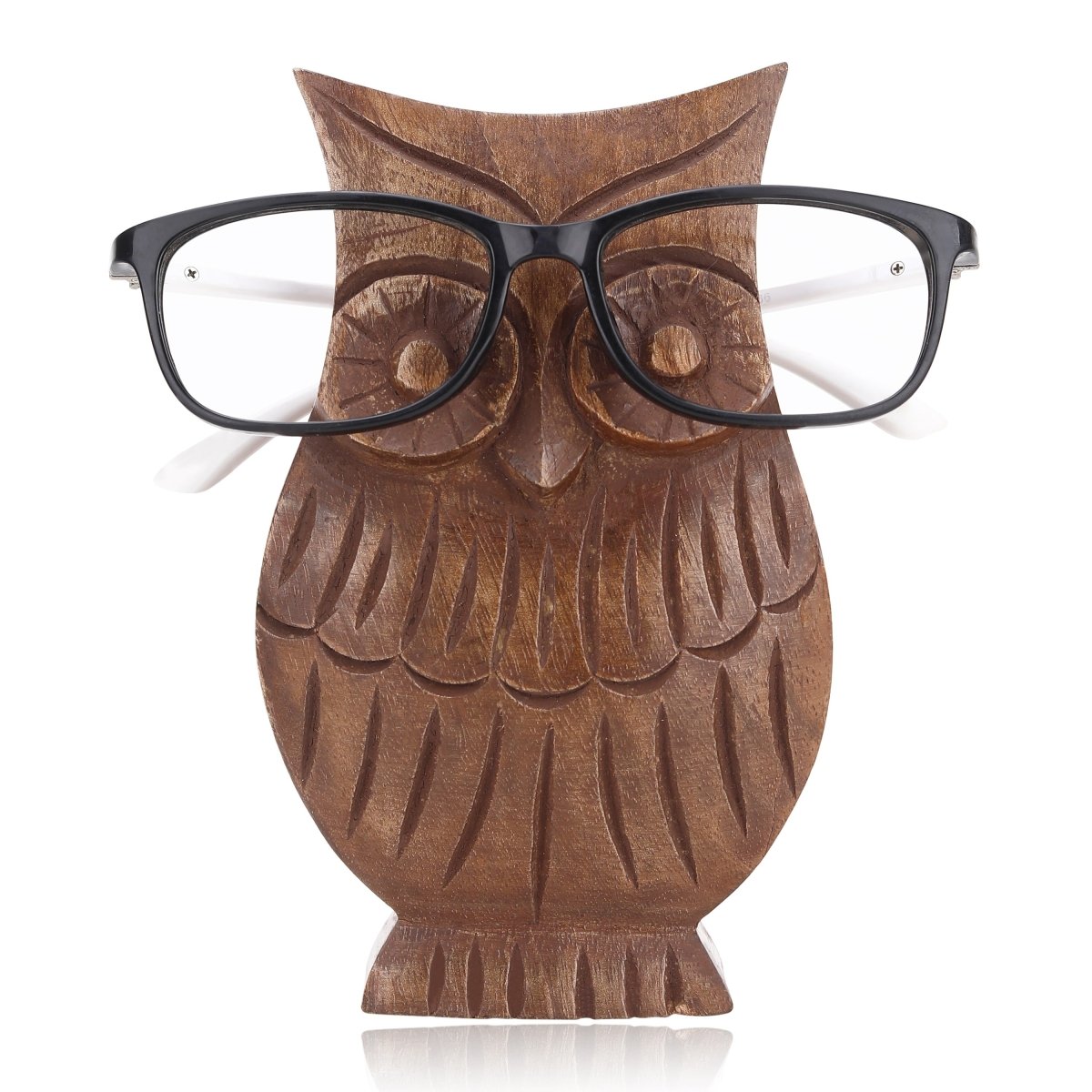 Wooden Owl Eyeglass Display Stand – Desk Organizer | Verified Sustainable by Brown Living™