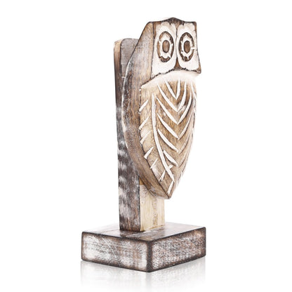 Wooden Owl Spectacle Stand – Off White | Verified Sustainable by Brown Living™