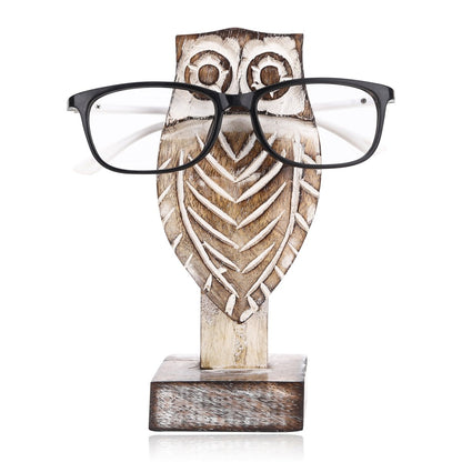 Wooden Owl Spectacle Stand – Off White | Verified Sustainable by Brown Living™