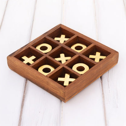 Wooden Tic - Tac - Toe Board Game for Kids & Family | Verified Sustainable by Brown Living™