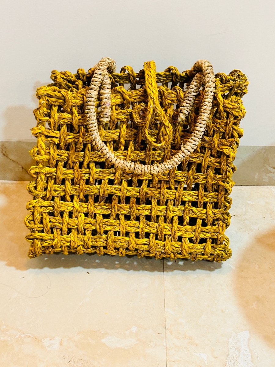 Woven Threadline Tote – 12” Natural Handmade Table Organizer | Verified Sustainable by Brown Living™