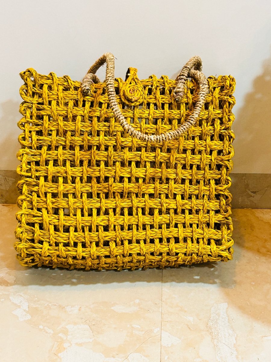 Woven Threadline Tote – 12” Natural Handmade Table Organizer | Verified Sustainable by Brown Living™