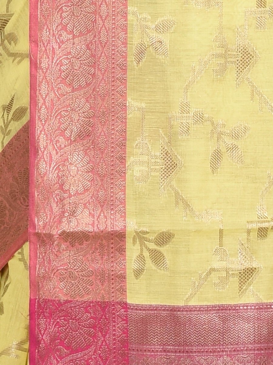 Yellow Banaras Cotton Saree | Verified Sustainable by Brown Living™