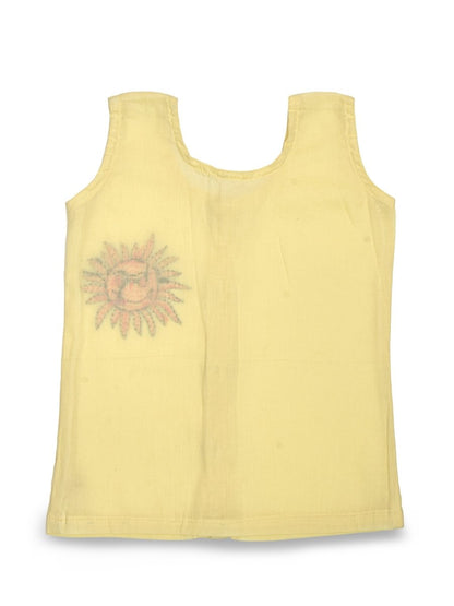 Yellow Cotton Front Open Jabla - Sun Design Hand Embroidery | Verified Sustainable by Brown Living™