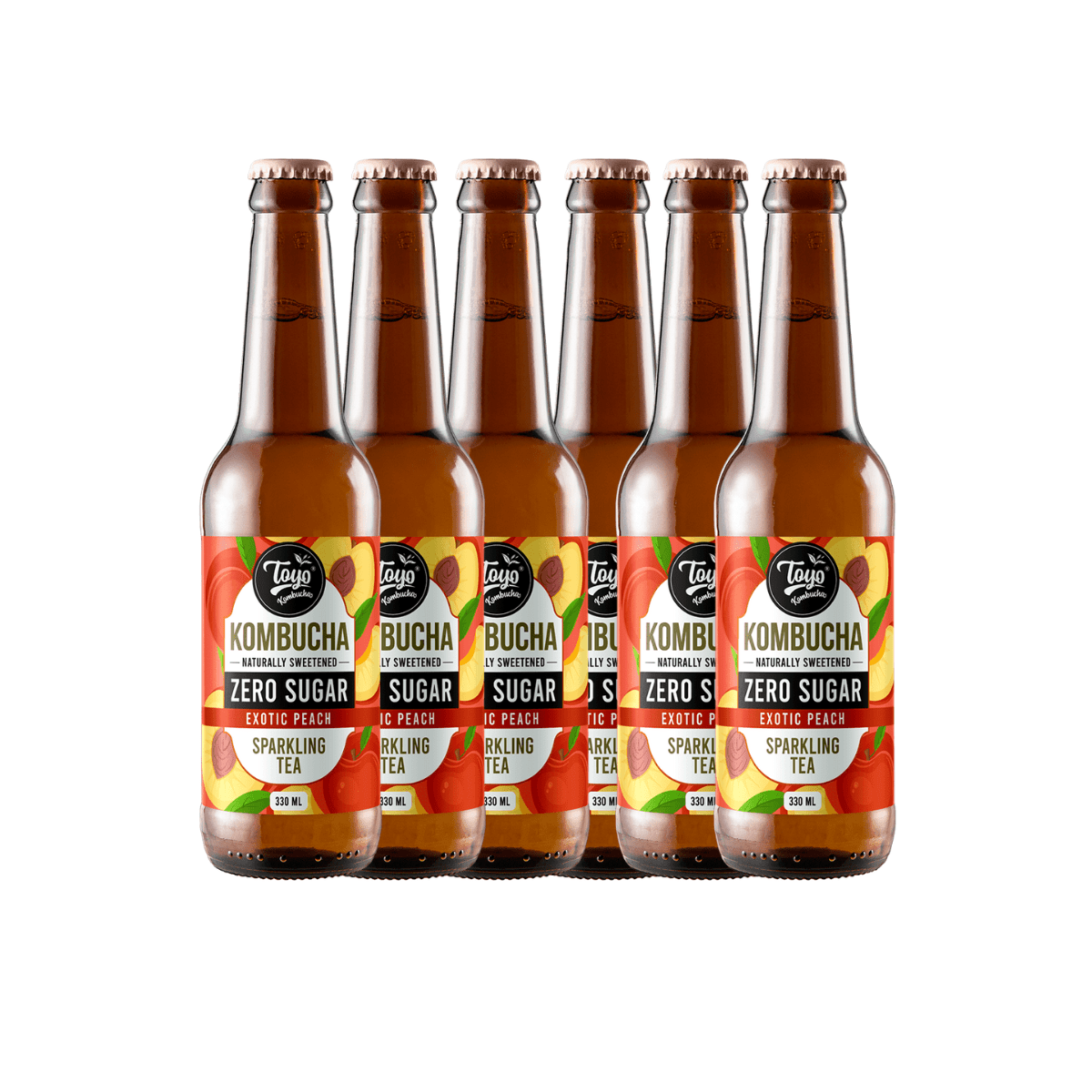 Zero Sugar Exotic Peach Kombucha - 330ml ( Pack of 6) | Verified Sustainable by Brown Living™