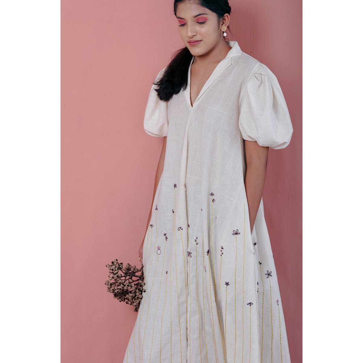 Zoella Kurti - Flared Kurta, Box Pleat Sleeves | Verified Sustainable by Brown Living™