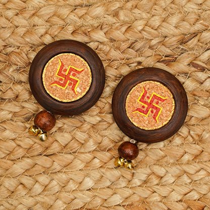 Swastik Diwali Door Reclaimed Wood Hanging | Pack of 2 | Verified Sustainable by Brown Living™