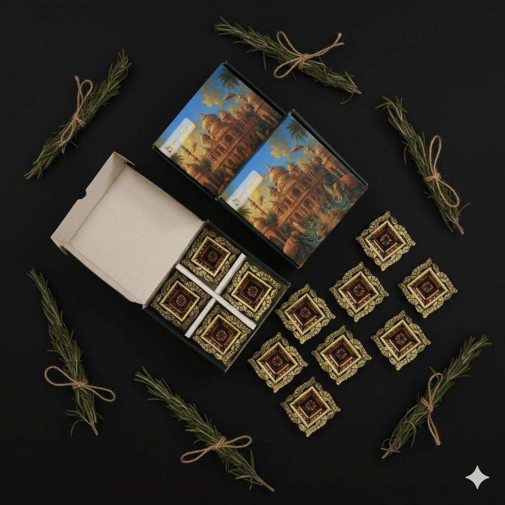 Swastik Diya Set – Religious Ethnic Decor – Home Decor on Brown Living™. SKU: D18. Img 4.
