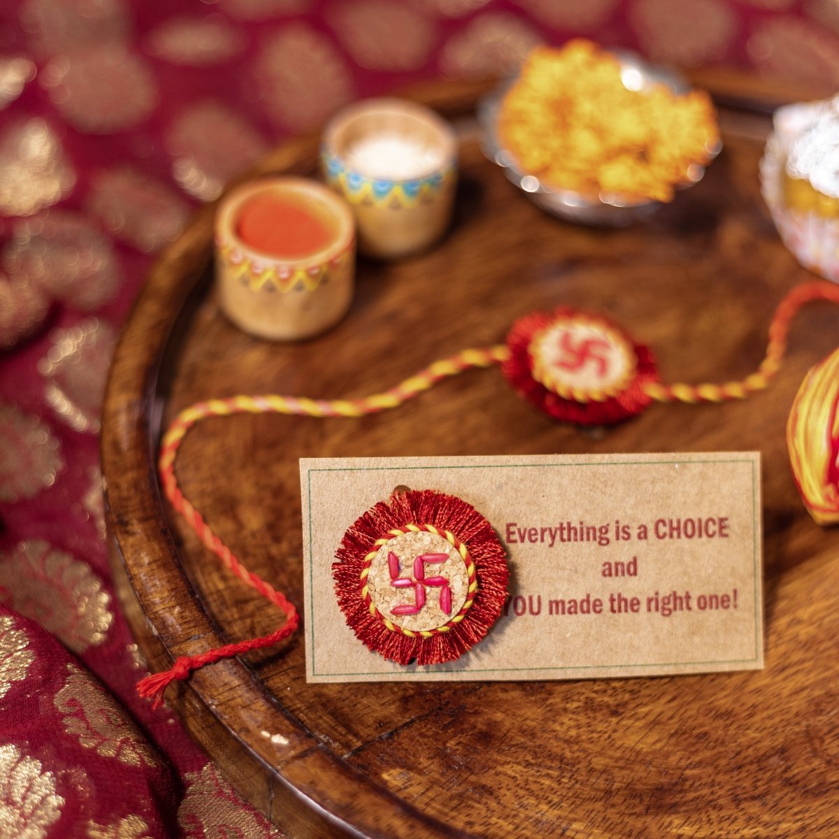 Swastik Handmade Plantable Eco - friendly Rakhi | Grows into Plant – Rakhi by Scrapshala available on Brown Living™. . SKU: SSR09. Img 1.